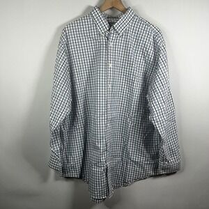 Lands' End Men 18-35 No Iron Supima Cotton Pinpoint‎ Dress Shirt Plaid Trad Fit